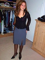 brunette office girl looks great in stockings